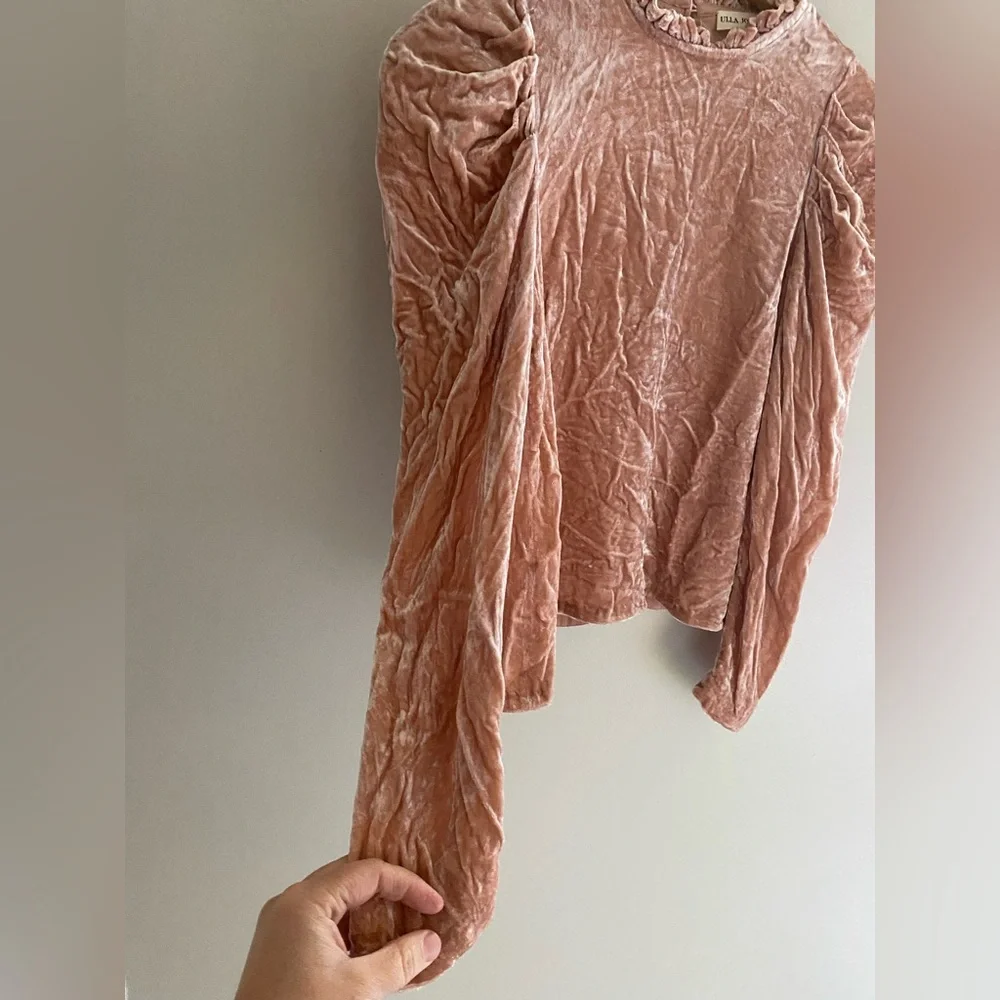 Ulla Johnson Pink Velvet Long Sleeve Victorian Romantic  Blouse Size‎ 0
